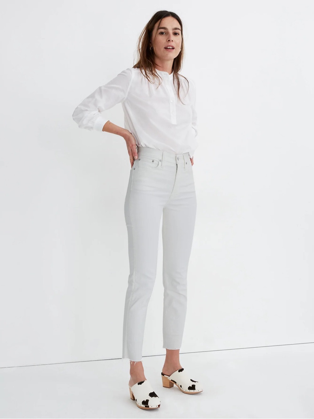 NWOT Madewell The Tall Perfect Vintage Jean in Tile White: Raw-Hem Edition 24T